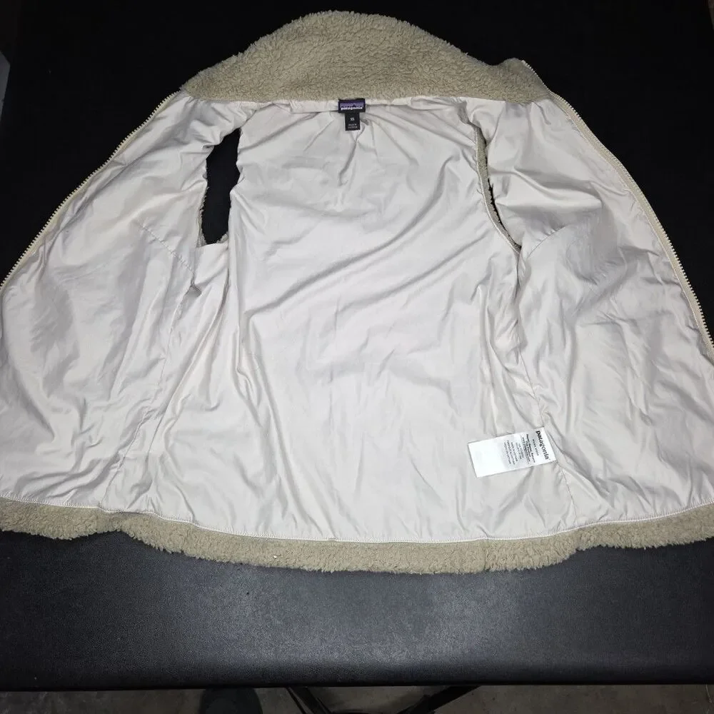 PATAGONIA Los Gatos Vest Sherpa Fleece Zip  El Cap Khaki Tan Womens Size XS